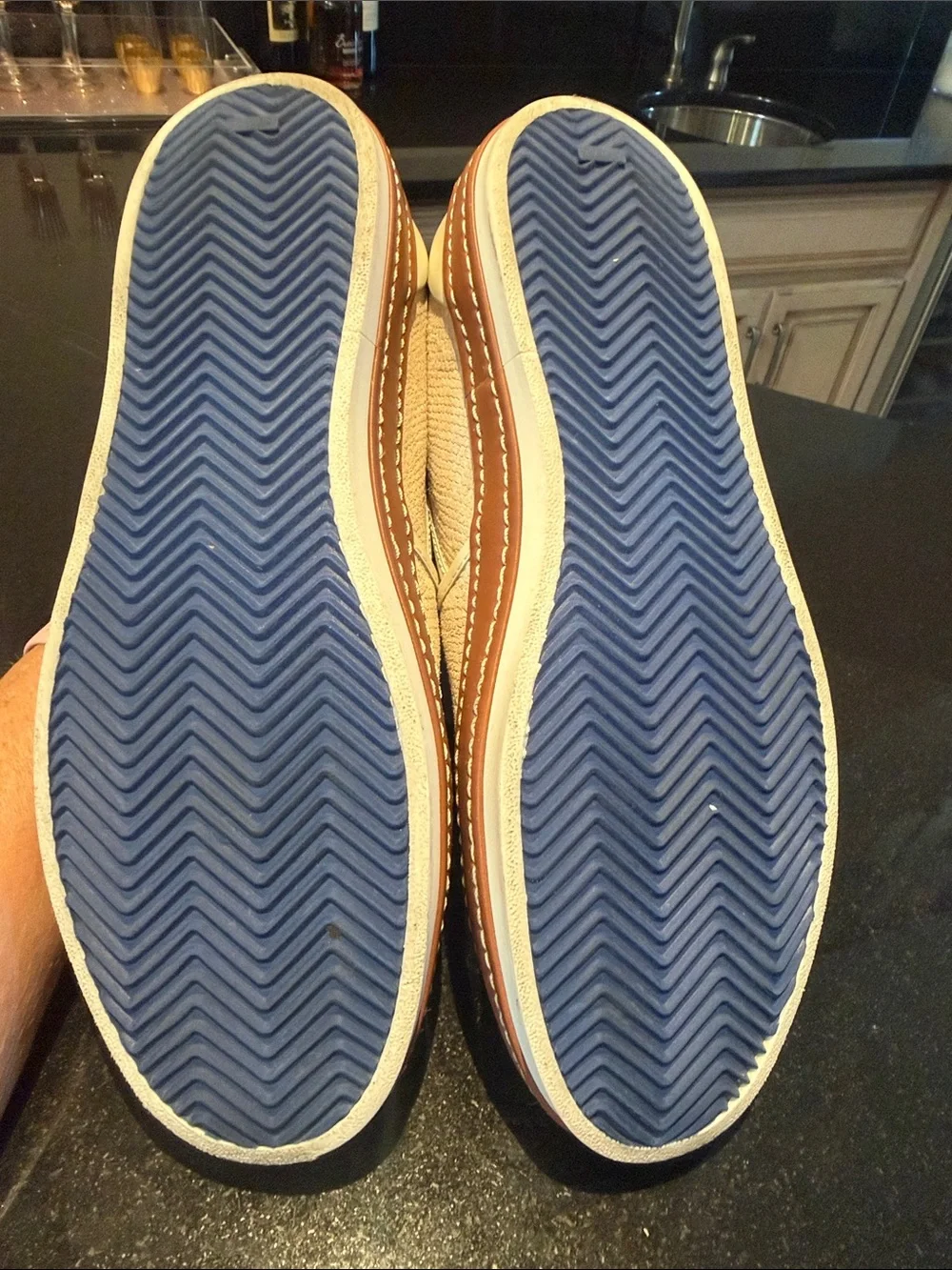 Donald J. Pliner Cream Slip-On Loafers with Brown Trim